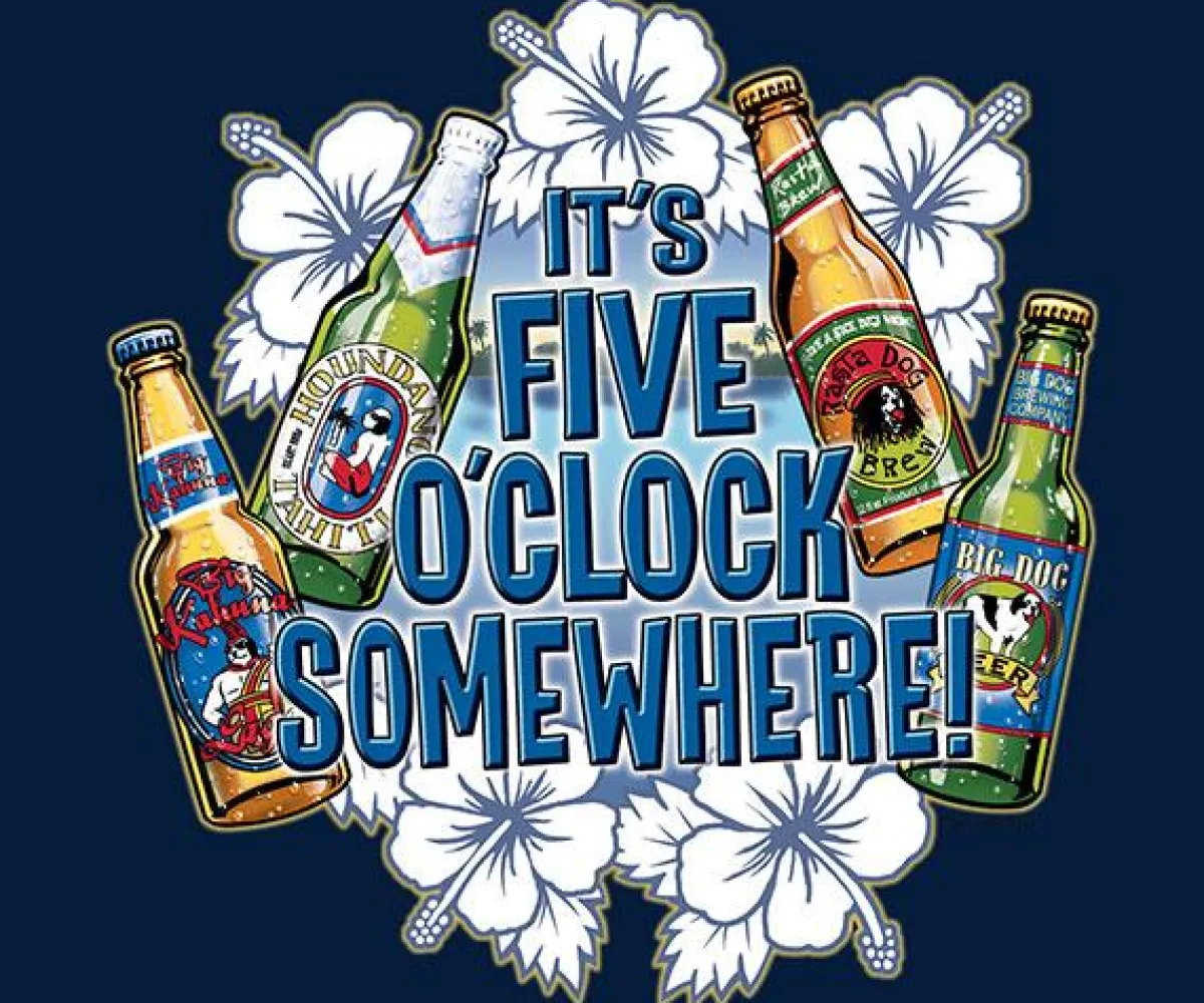Big Dogs Food & Drink|Classic|It Is Five O Clock Somewhere T-Shirt